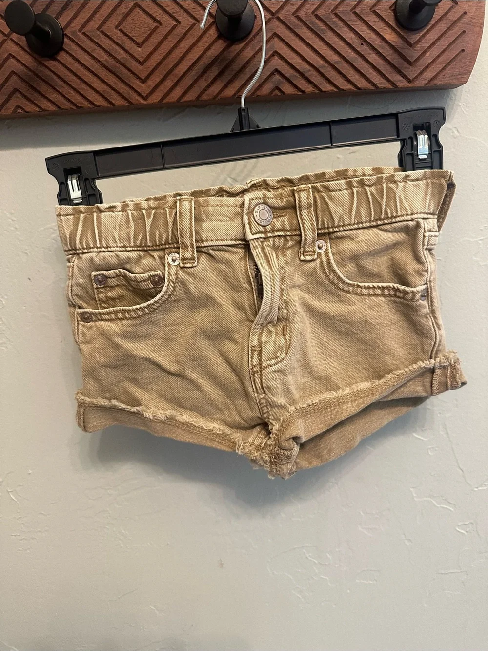 GAP Tan Denim Frayed Hem Short Shorts
